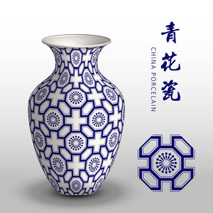中国新年陶器和瓷器平面图标与长阴影