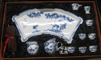 青花功夫茶具,居家礼品套装茶具,青花山水陶瓷茶具价格 厂家 图片