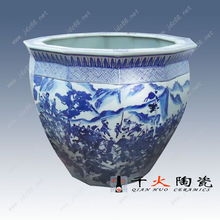 青花缠枝莲陶瓷大缸,景德镇陶瓷风水大缸